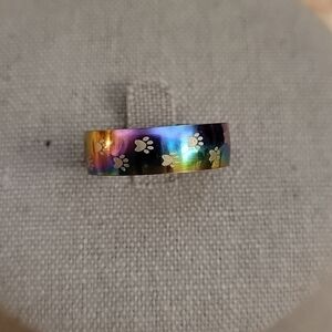 3/$30 Oil Spill Rainbow Paw Print Stainless Steel Kidcore Ring